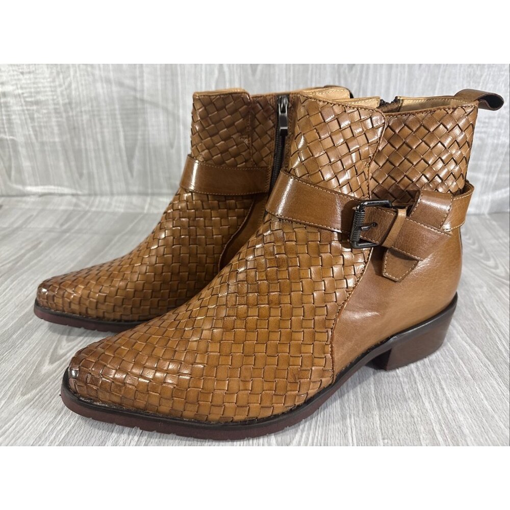 CALTO Men's Invisible 3.3" Height Increasing Elevator Woven 10.5 Zip-Up Ankle